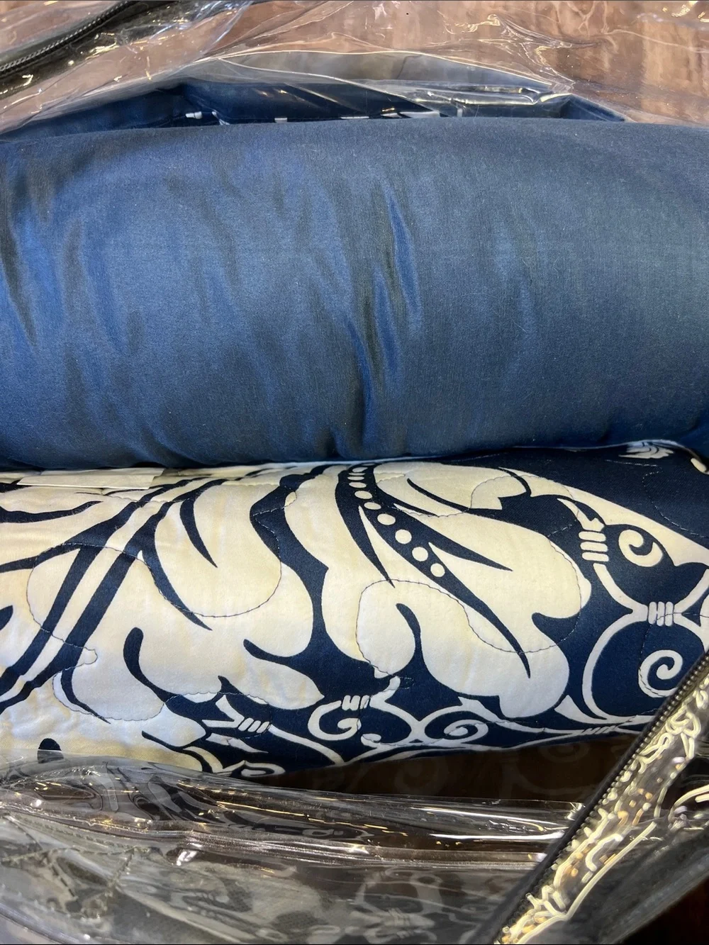 Madison Park Navy and White Scroll Floral coverlet Set